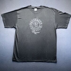 Yazbek Men T Shirt Cancun Mexico Mayan Aztec Calendar Gray XL Heavyweight Cotton